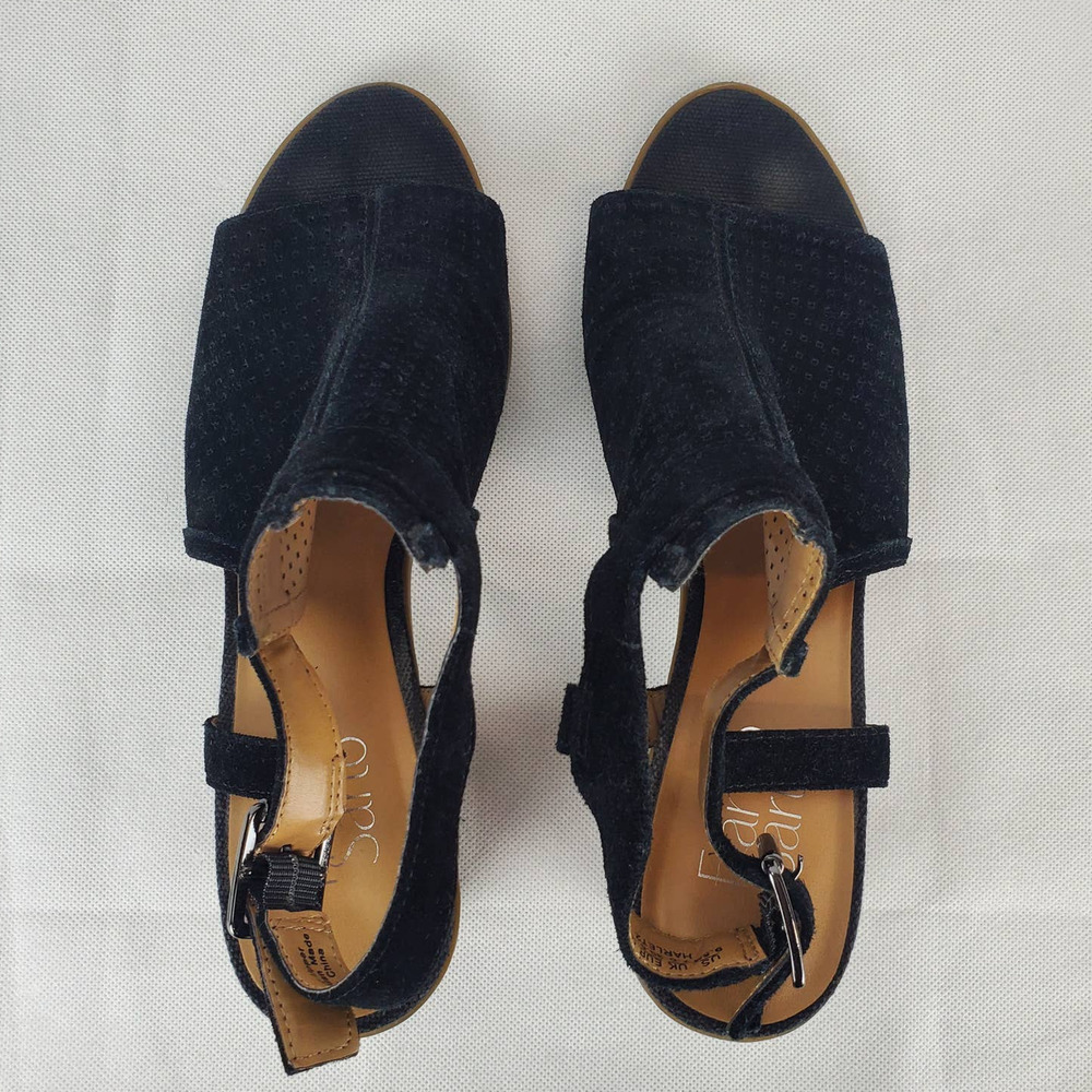 Franco Sarto Leather Harlet2 Peep Toe Sandals with Block Heel Slingback EUC 9.5M - Picture 3 of 10